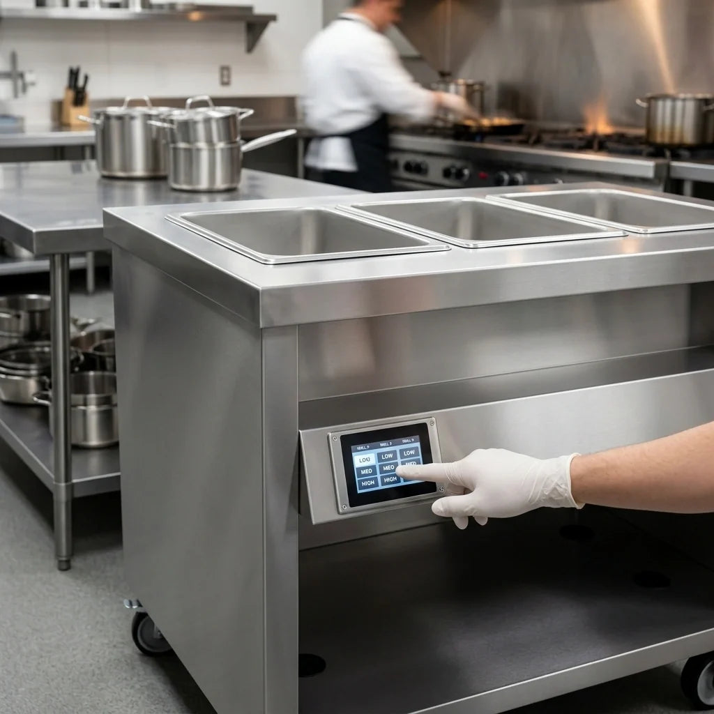 Duke Thurmaduke TWHF-46PG 46-Inch Mobile Electric Food Warmer with 3 Waterless Wells and Touch Screen Controls
