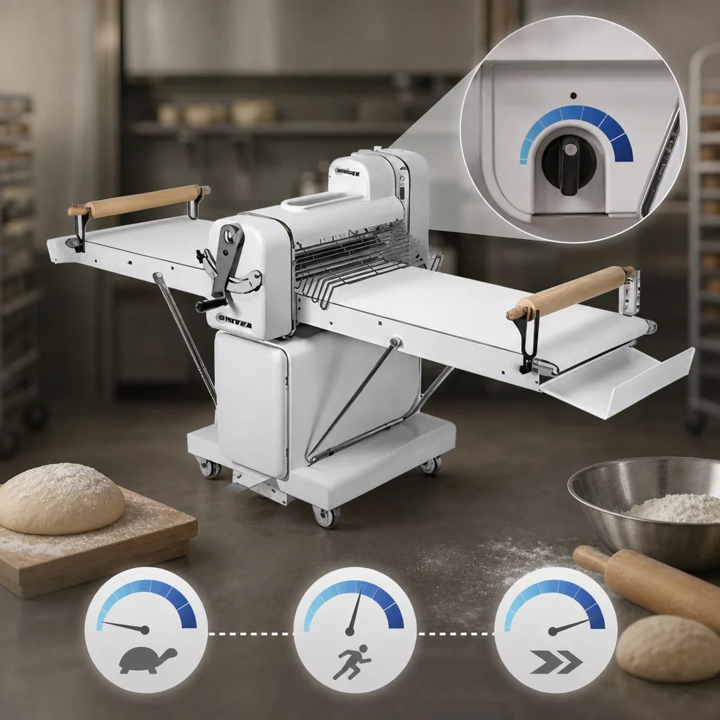 Univex SFG 600 TL Reversible Floor-Model Dough Sheeter, 24-Inch Adjustable Hard Chrome Rollers, Variable Speed, Foot-Pedal Operation