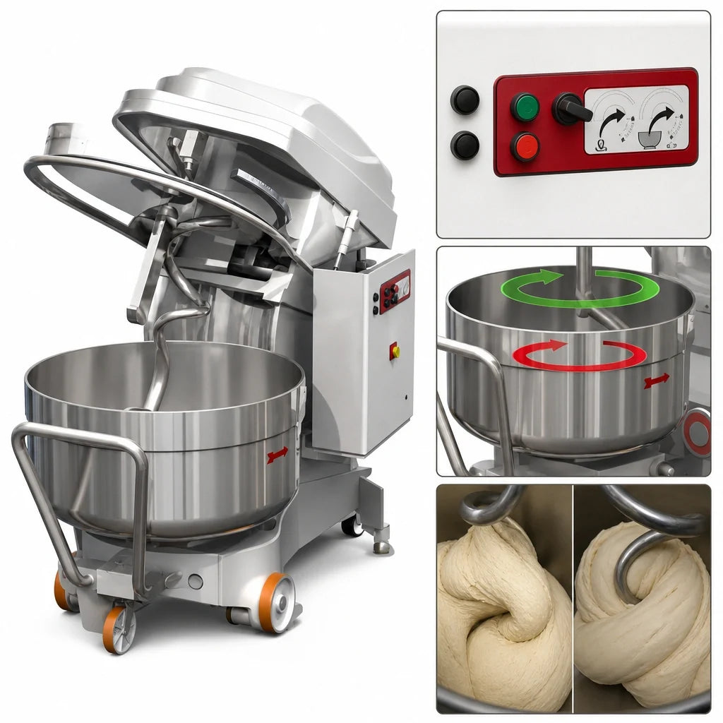 Univex SL120RB Removable-Bowl Spiral Dough Mixer, 180 Qt., 265 Lb. Dough Capacity, 2-Speed with Reverse