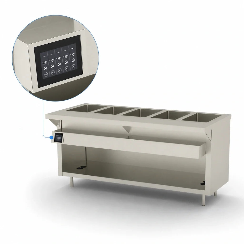 Duke Thurmaduke EW-5-DLPG 5-Pan Electric Waterless Well Unit, Touchscreen Controls, Open Storage Base, 74-Inch