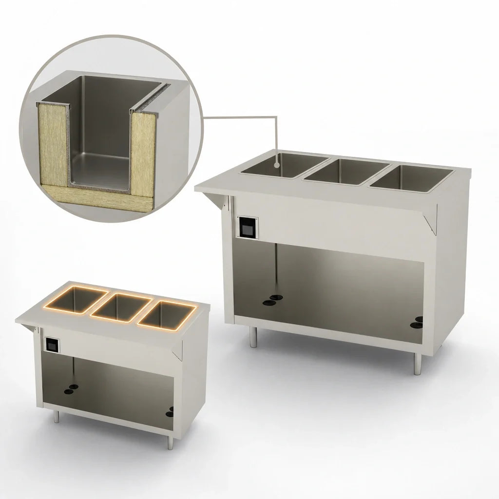 Duke Thurmaduke EW-3-CBPG 3-Well Electric Waterless Hot Food Unit, 46-Inch, Touch Screen, Open Storage Base