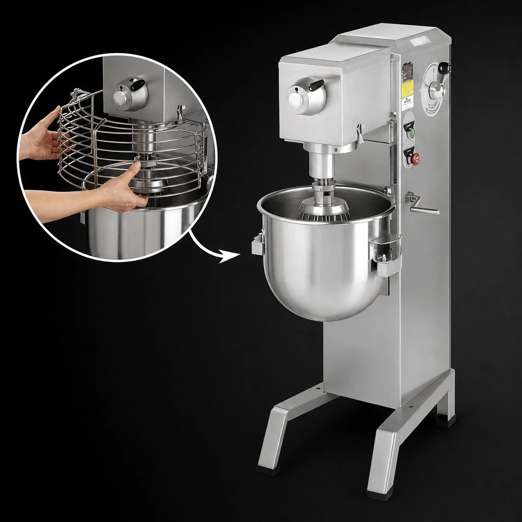 Univex SRMF20 20-Quart Floor Planetary Mixer, Variable Speed, Removable Safety Guard, #12 Hub, 1/2 HP