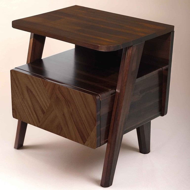 Rum Handcrafted Solid Wood Nightstand
