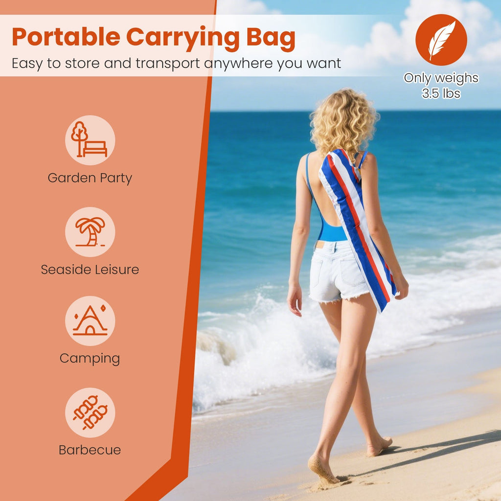 6.5 Feet Beach Umbrella with UPF50+ Sun Protection and Push Button Tilt-Colorful