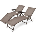 2 Pieces Foldable Chaise Lounge Chair with 2-Position Footrest