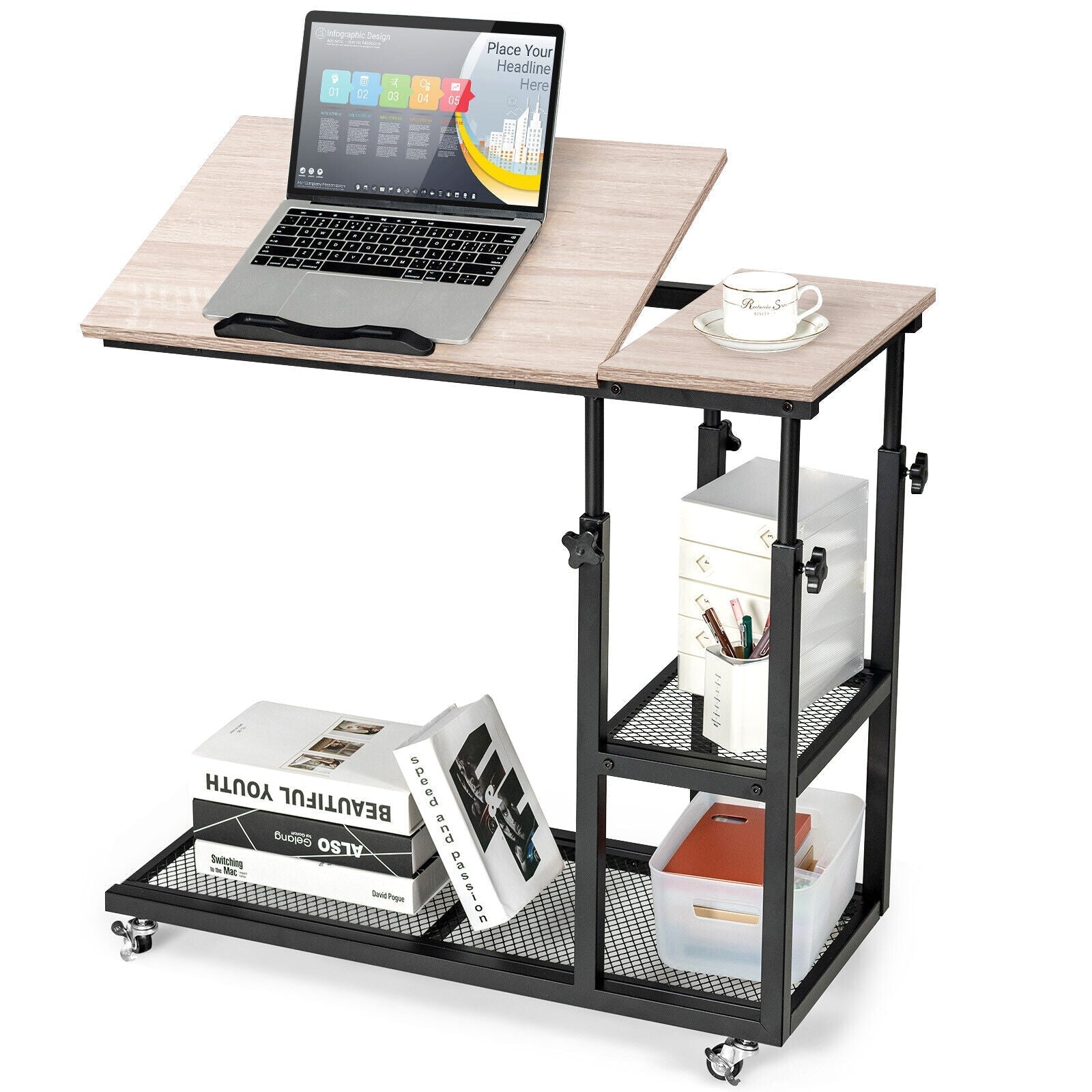 Adjustable C-Shaped Bedside Table