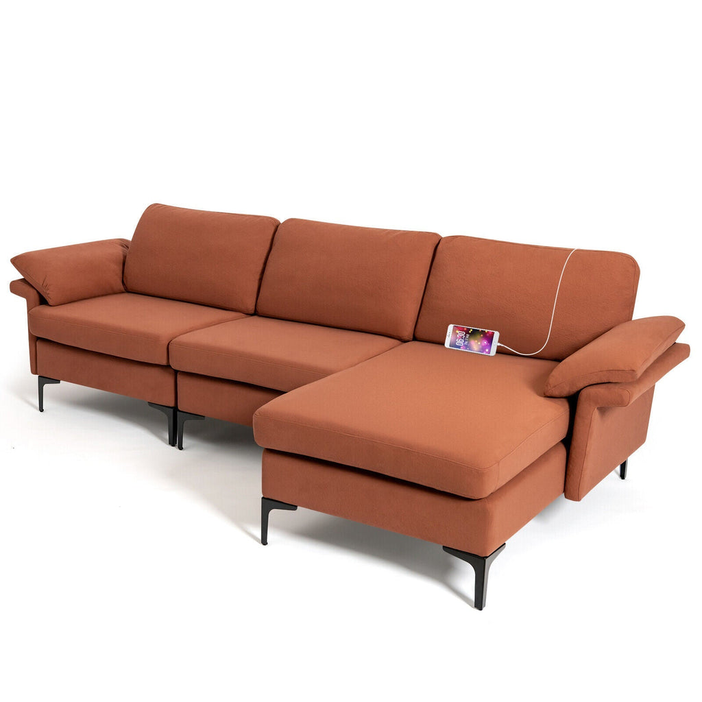 Extra Large Modular L-shaped Sectional Sofa with Reversible Chaise for 4-5 People
