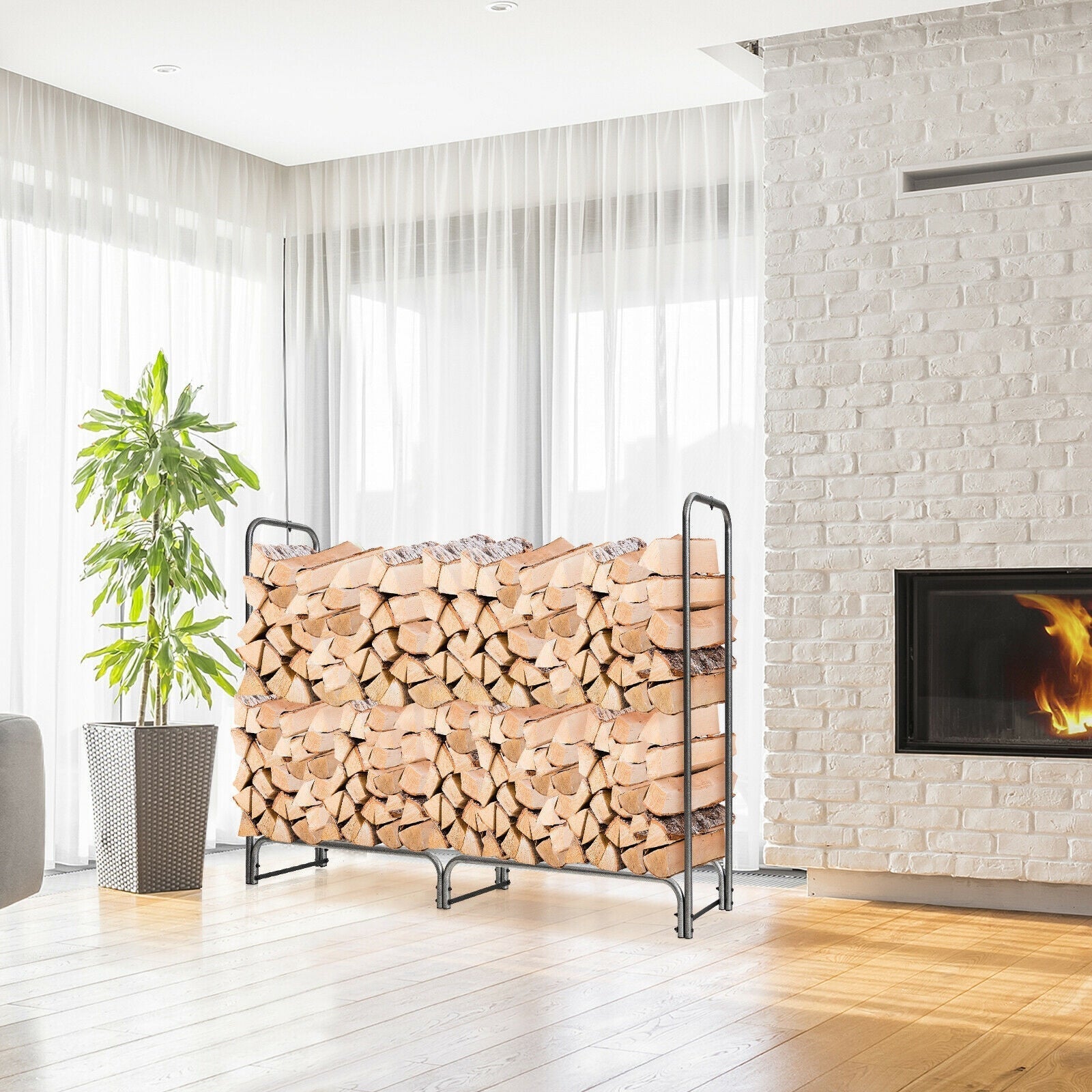 4 Feet/5 Feet/6 Feet/8 Feet Firewood Storage Log Rack