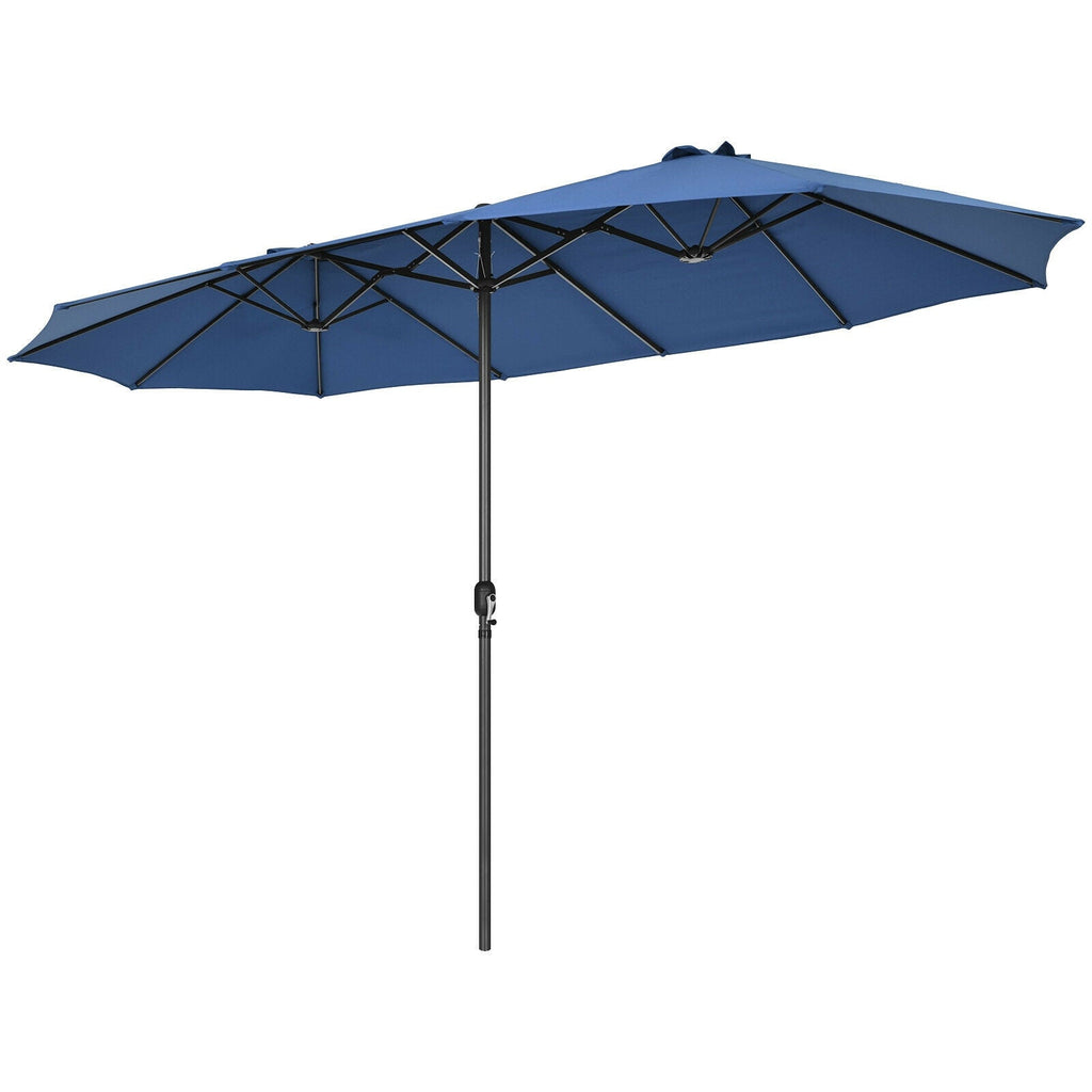 15 Feet Patio Double-Sided Umbrella with Hand-Crank System