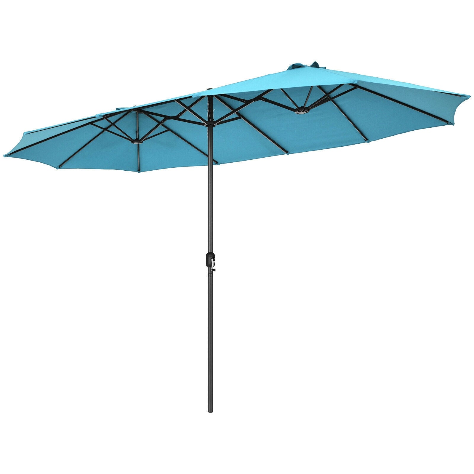 15 Feet Patio Double-Sided Umbrella with Hand-Crank System