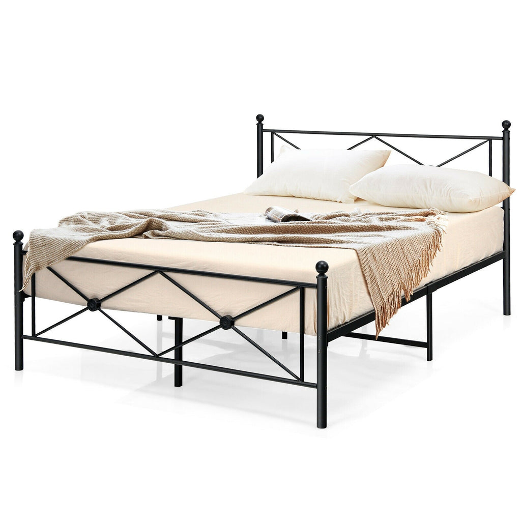 Full/Queen Size Metal Bed Frame Platform with Headboard