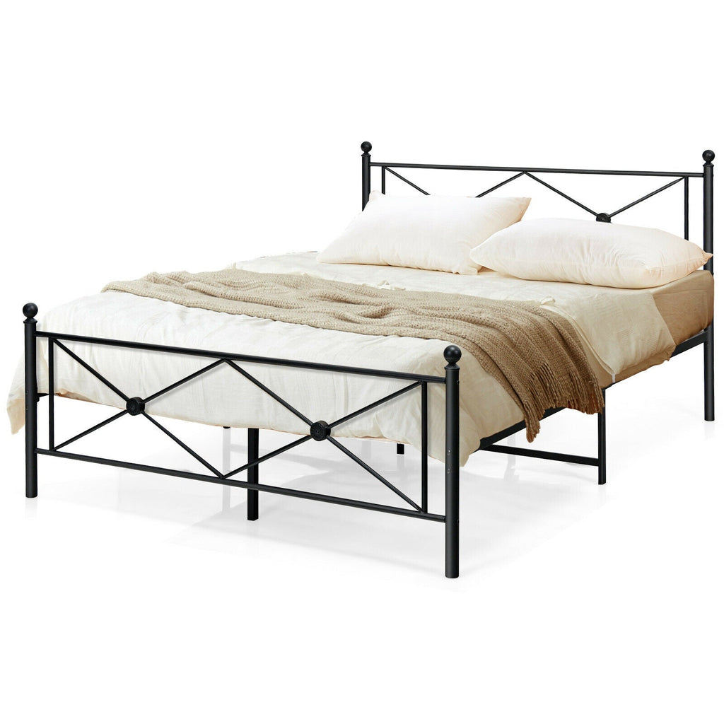 Full/Queen Size Metal Bed Frame Platform with Headboard