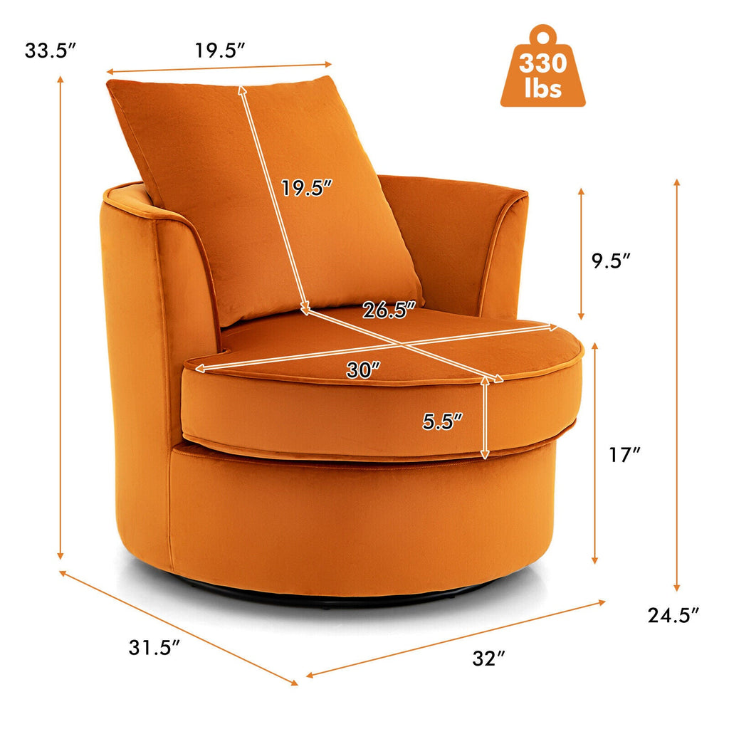 Modern 360¬∞ Swivel Barrel Chair with No Assembly Needed-Orange