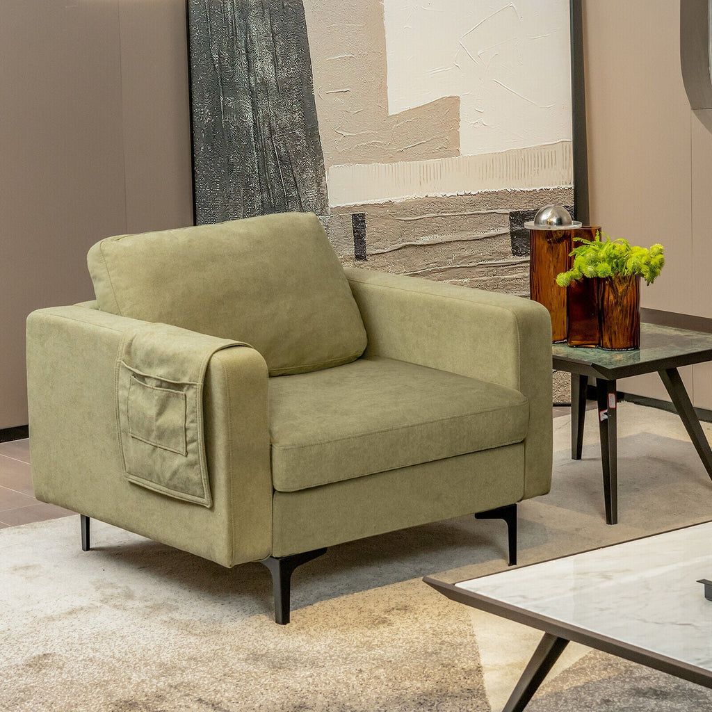 Modern Accent Armchair with Side Storage Pocket