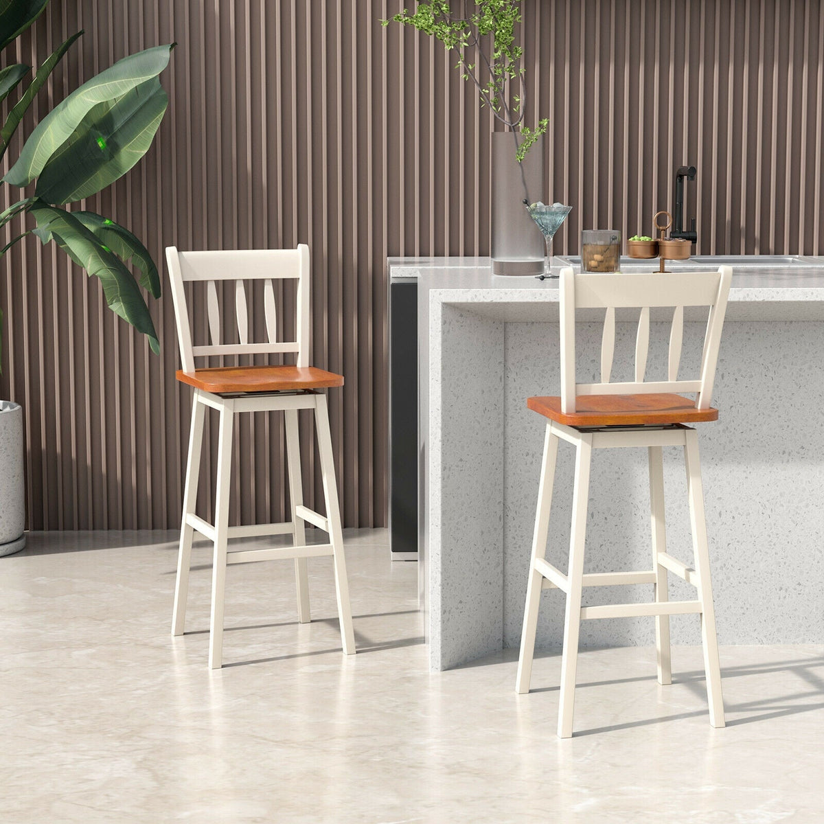 30.5 Inches Set of 2 Swivel Bar Stools with 360¬∞ Swiveling