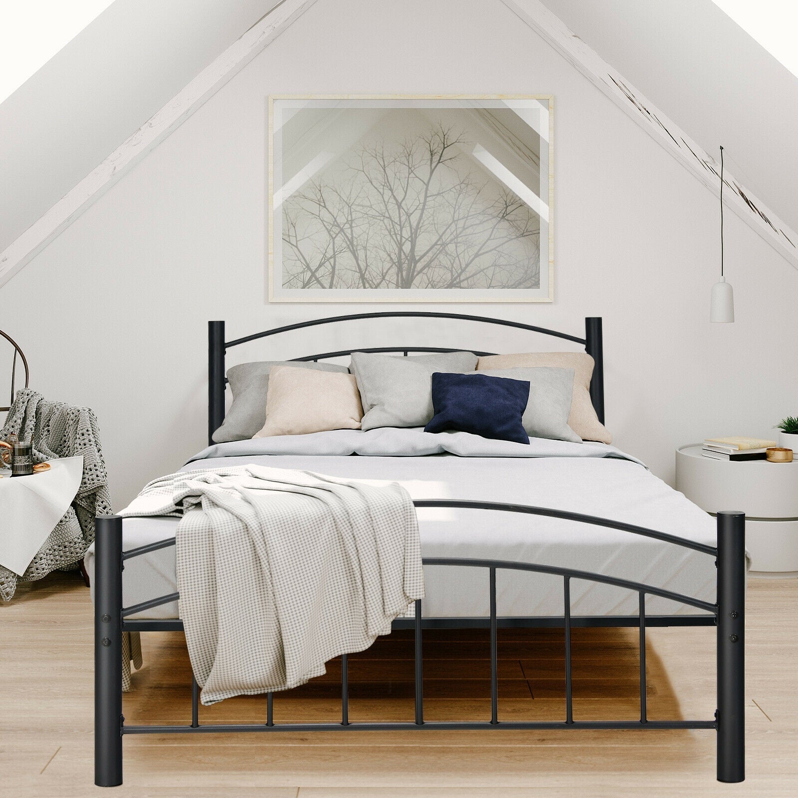 Modern Platform Bed with Headboard and Footboard