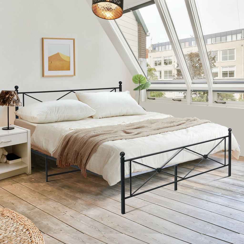Full/Queen Size Metal Bed Frame Platform with Headboard