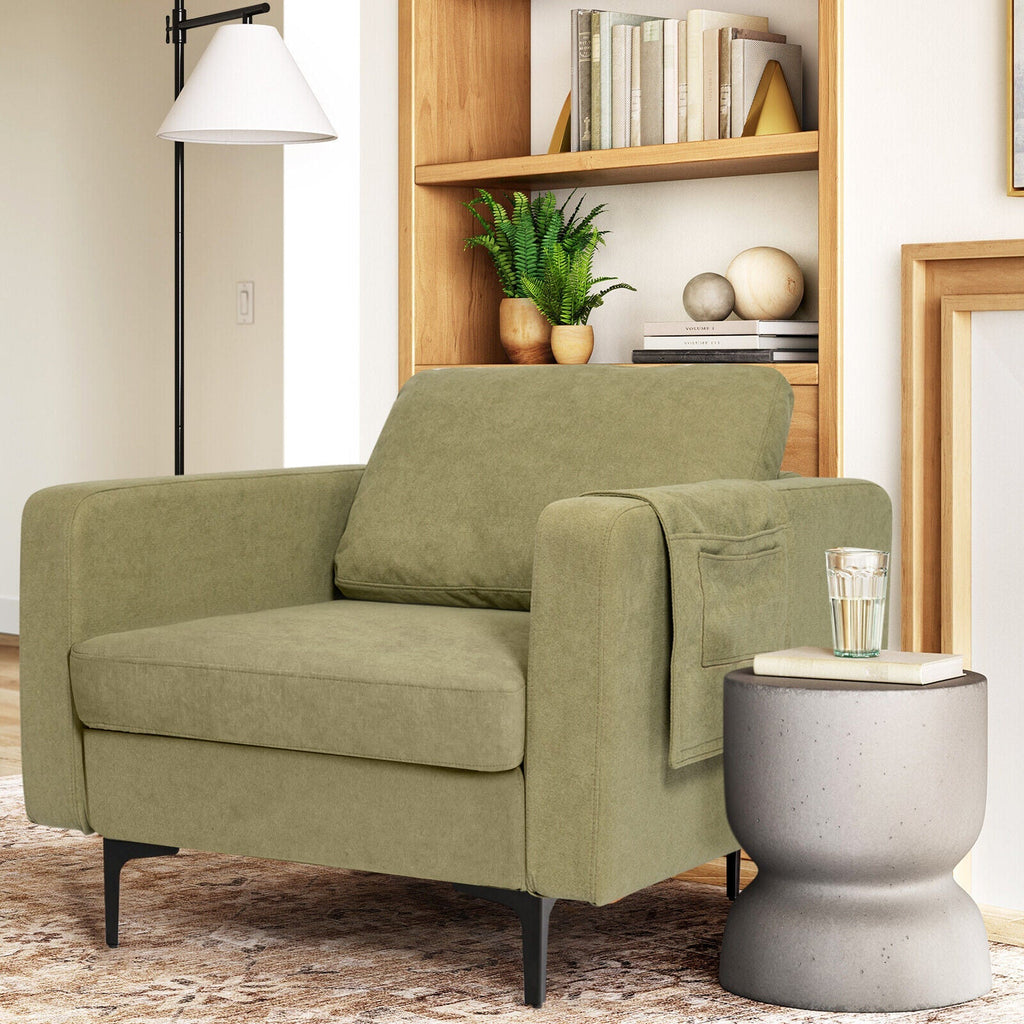 Modern Accent Armchair with Side Storage Pocket