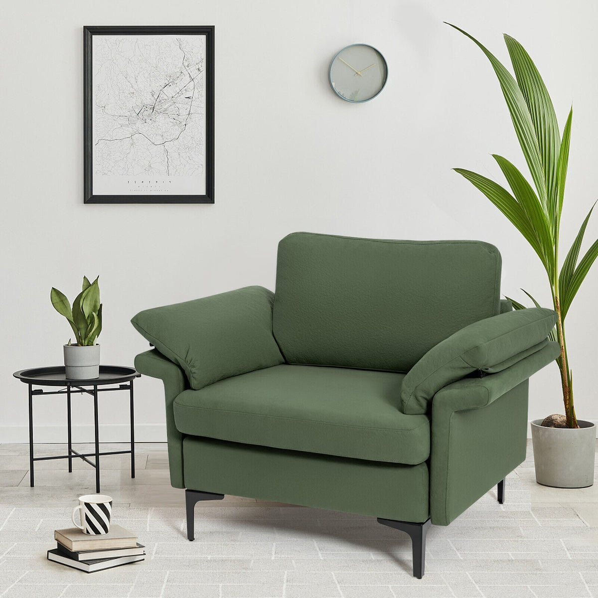 Modern Fabric Accent Armchair with Original Distributed Spring and Armrest Cushions