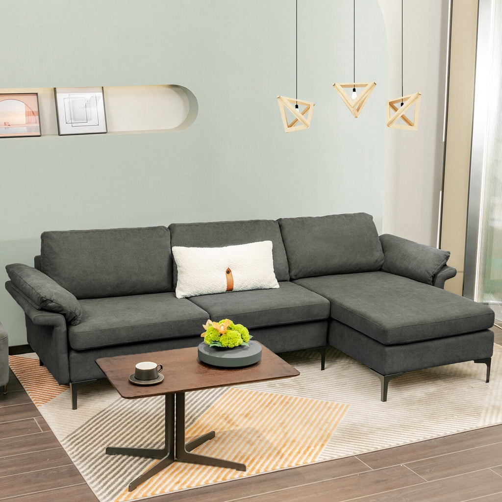 Extra Large Modular L-shaped Sectional Sofa with Reversible Chaise for 4-5 People