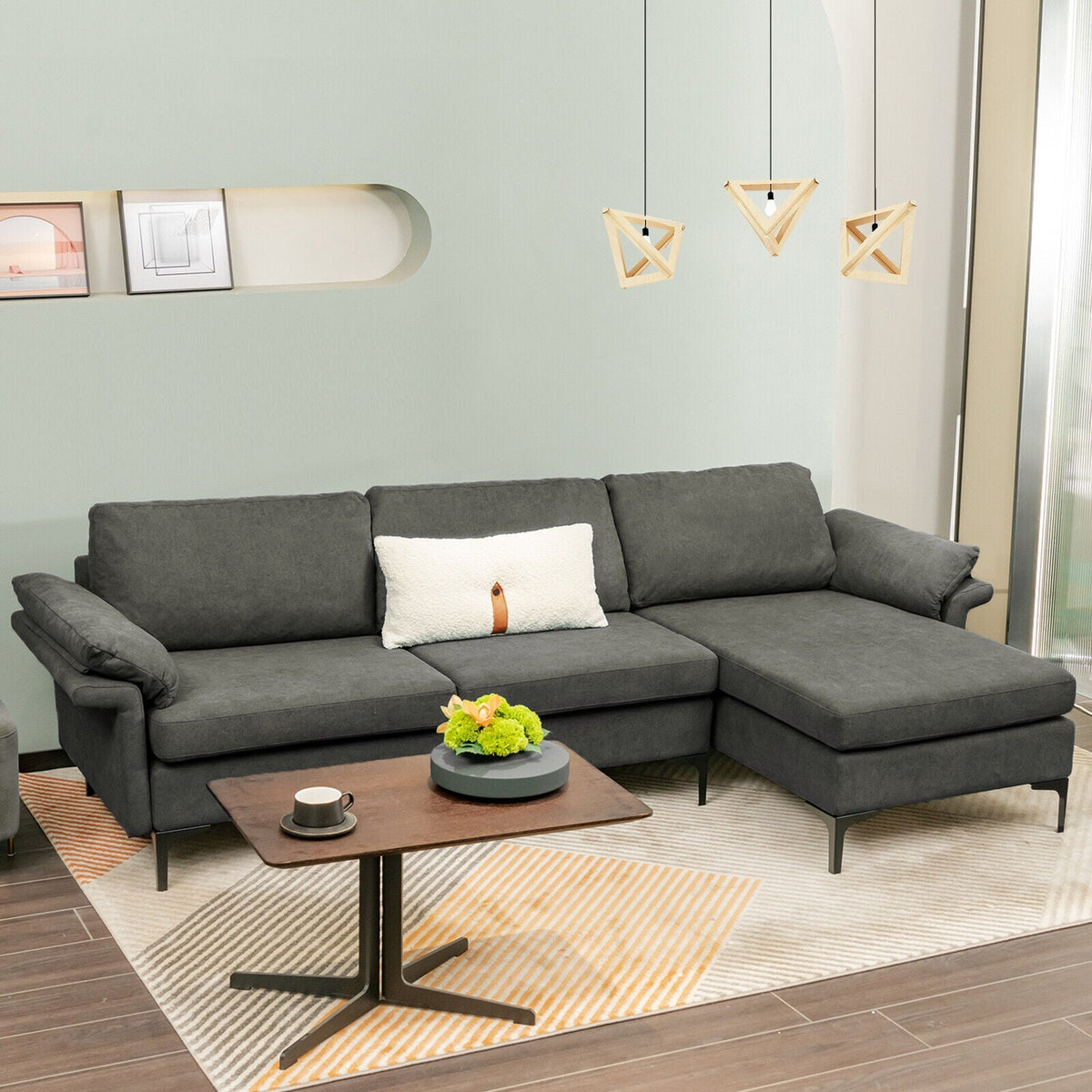 Extra Large Modular L-shaped Sectional Sofa with Reversible Chaise for 4-5 People