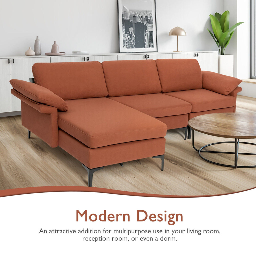 Extra Large Modular L-shaped Sectional Sofa with Reversible Chaise for 4-5 People