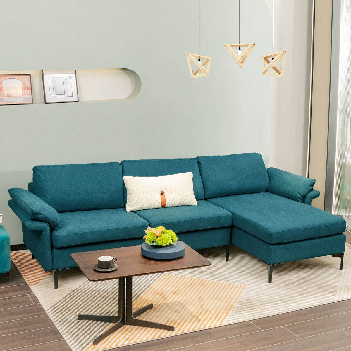 Extra Large Modular L-shaped Sectional Sofa with Reversible Chaise for 4-5 People