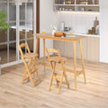 24 Inch Set of 2 Bamboo Folding Barstools with Footrests and Handles-Natural
