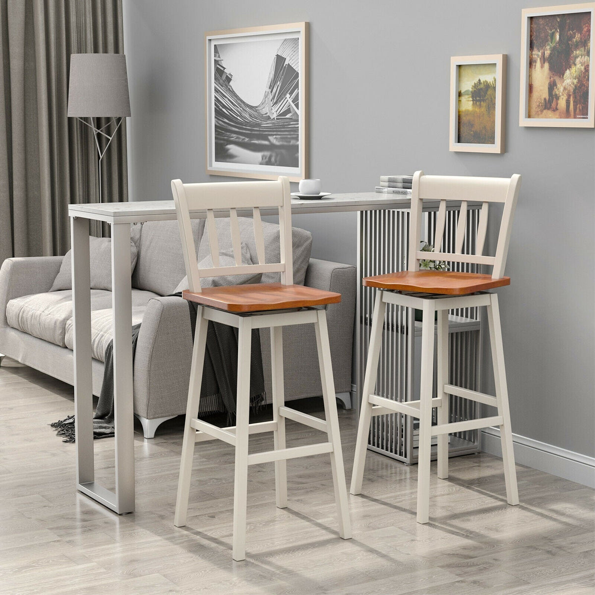 30.5 Inches Set of 2 Swivel Bar Stools with 360¬∞ Swiveling
