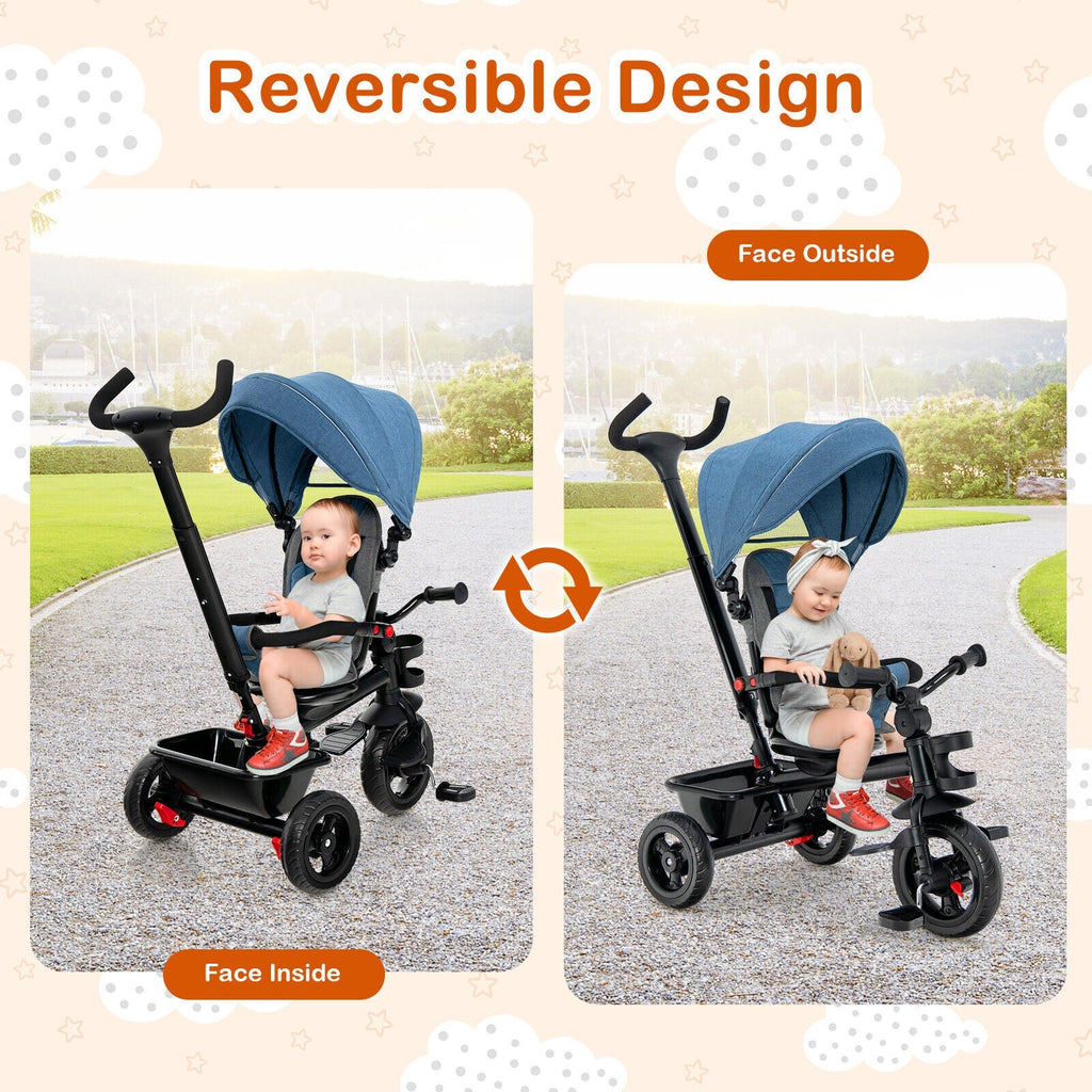4-in-1 Baby Tricycle Toddler Trike with Convertible Seat