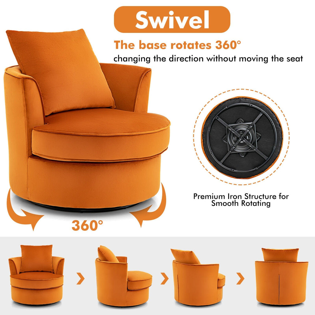 Modern 360¬∞ Swivel Barrel Chair with No Assembly Needed-Orange