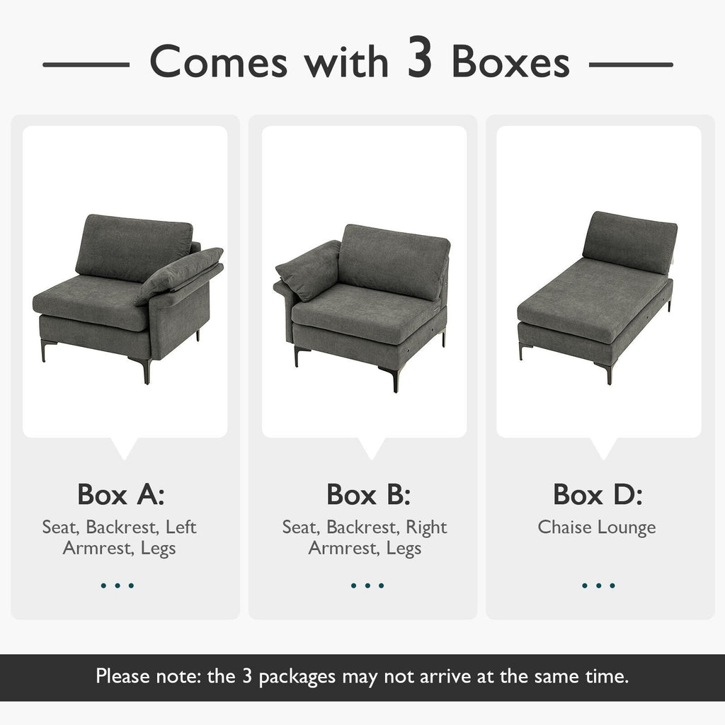 Extra Large Modular L-shaped Sectional Sofa with Reversible Chaise for 4-5 People