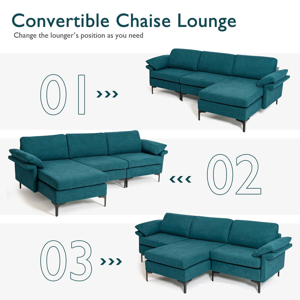 Extra Large Modular L-shaped Sectional Sofa with Reversible Chaise for 4-5 People
