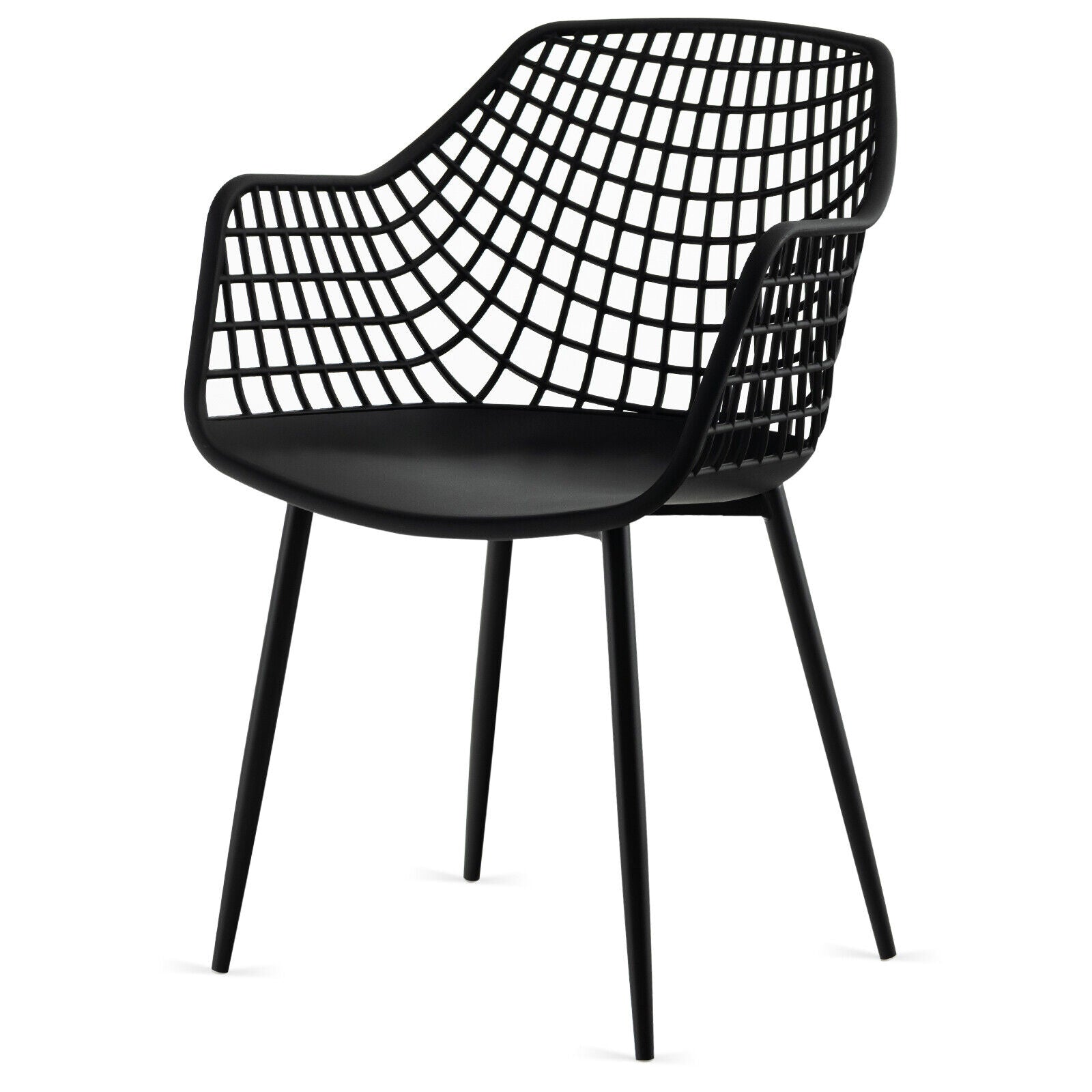 Set of 4 Heavy Duty Modern Dining Chair with Airy Hollow Backrest