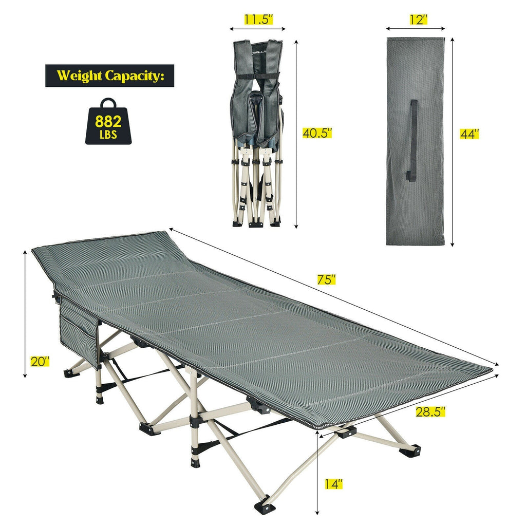 Wide Foldable Camping Cot with Carry Bag