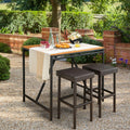2 Pieces Patio Rattan Wicker Bar Stool Chairs-Brown
