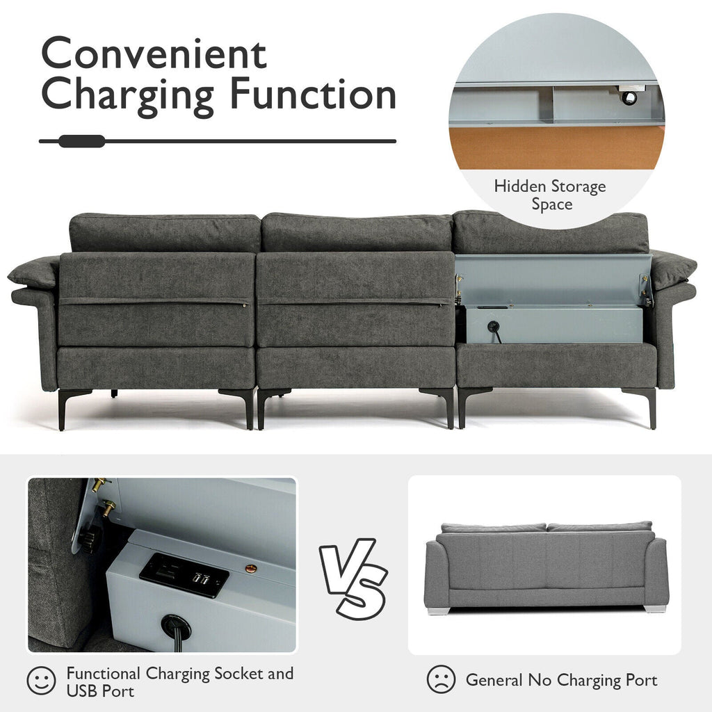 Extra Large Modular L-shaped Sectional Sofa with Reversible Chaise for 4-5 People