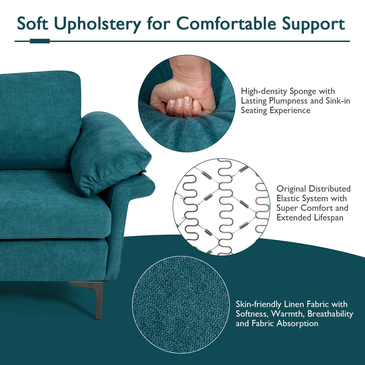 Extra Large Modular L-shaped Sectional Sofa with Reversible Chaise for 4-5 People