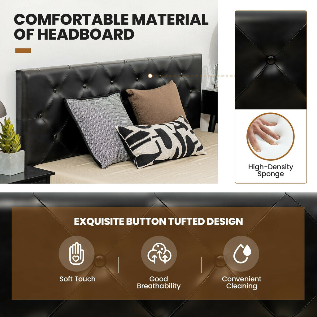 Full/Queen PU Leather Upholstered Platform Bed with 4 Drawers