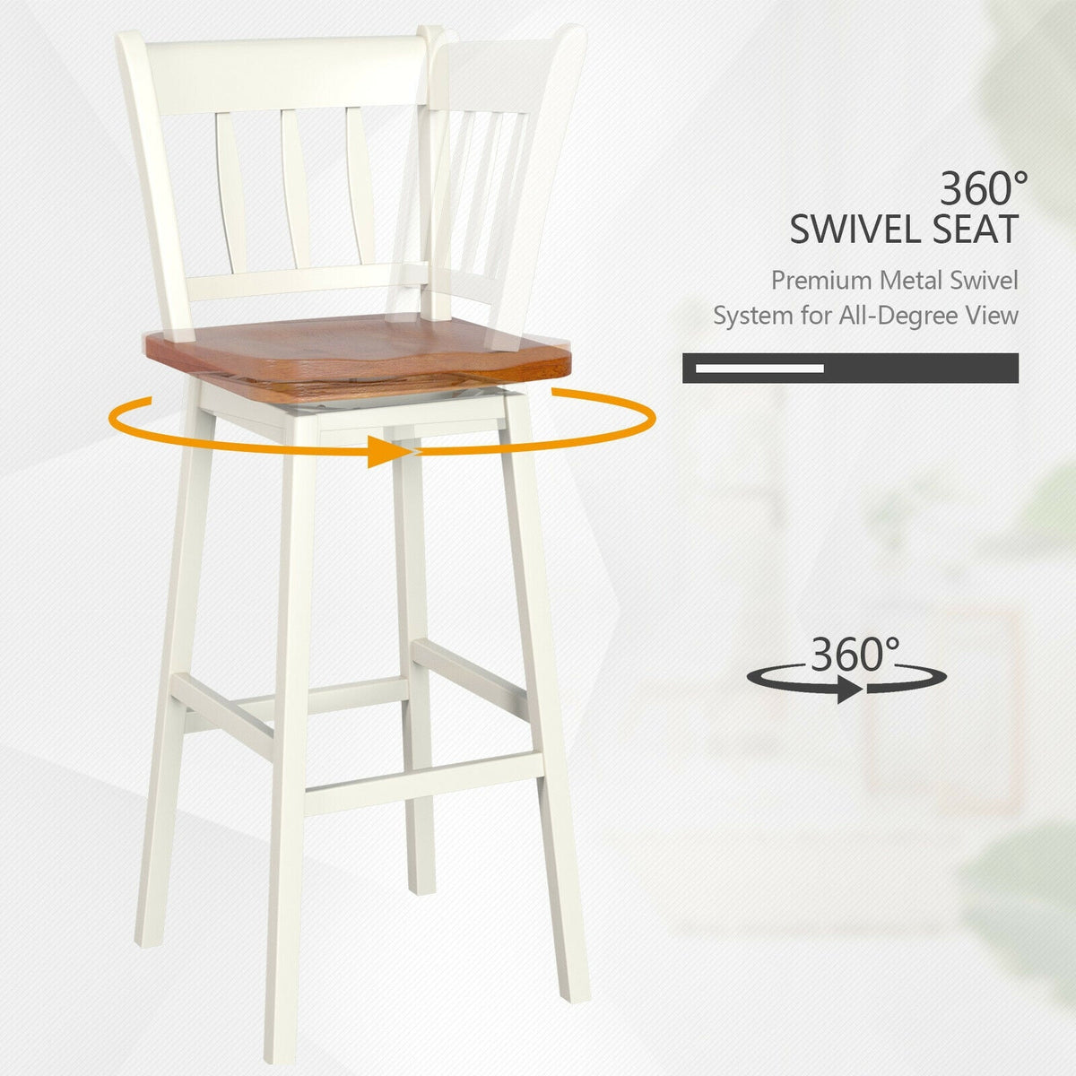 30.5 Inches Set of 2 Swivel Bar Stools with 360¬∞ Swiveling