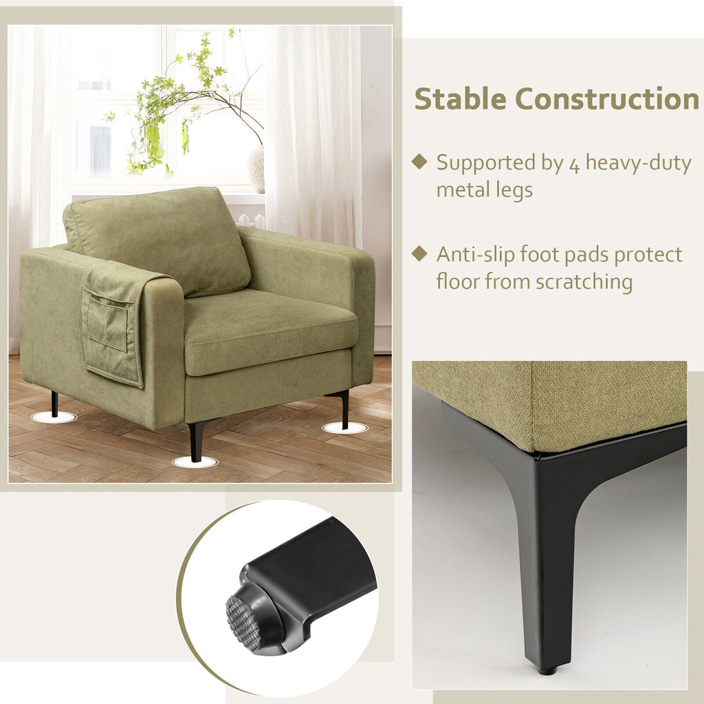Modern Accent Armchair with Side Storage Pocket