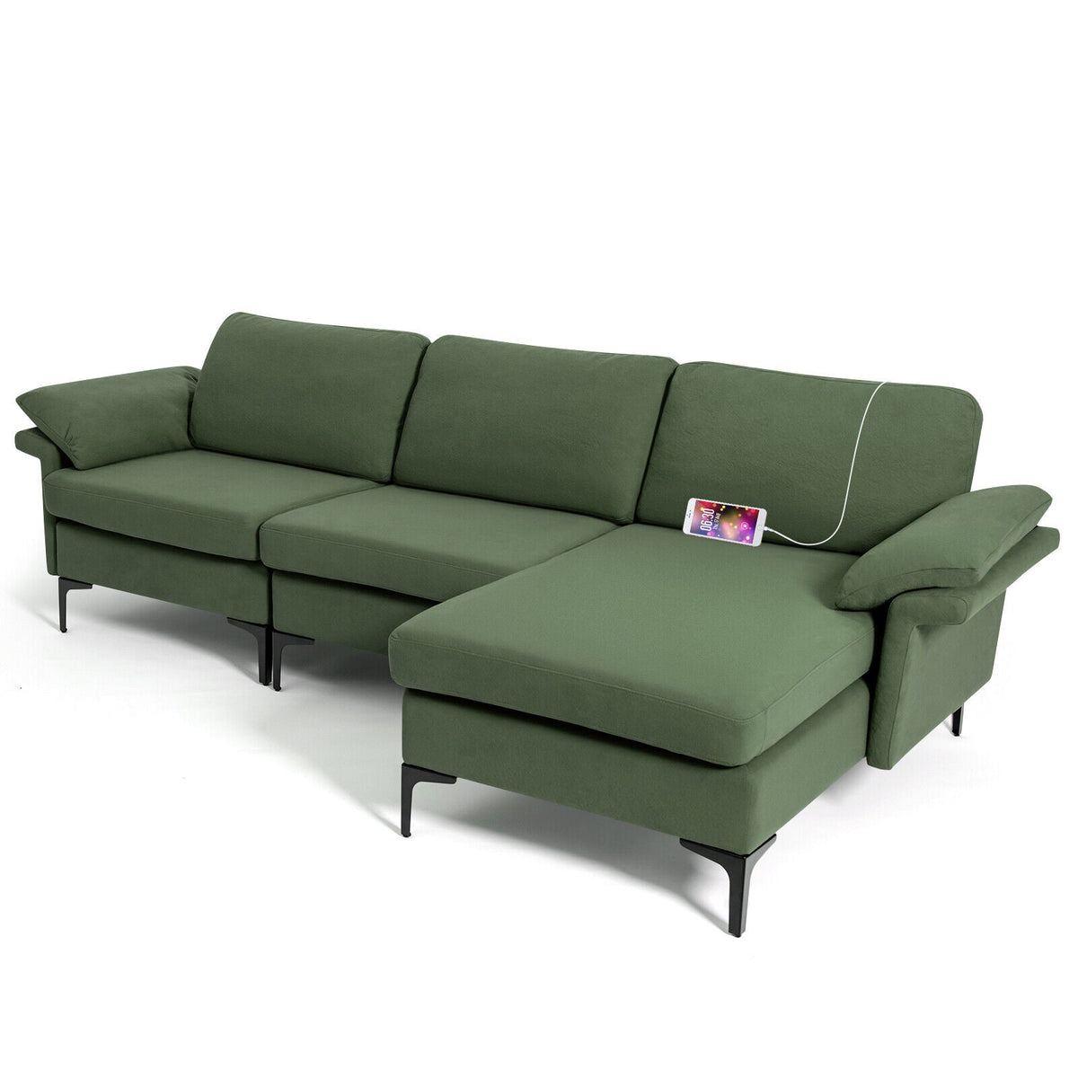 Extra Large Modular L-shaped Sectional Sofa with Reversible Chaise for 4-5 People
