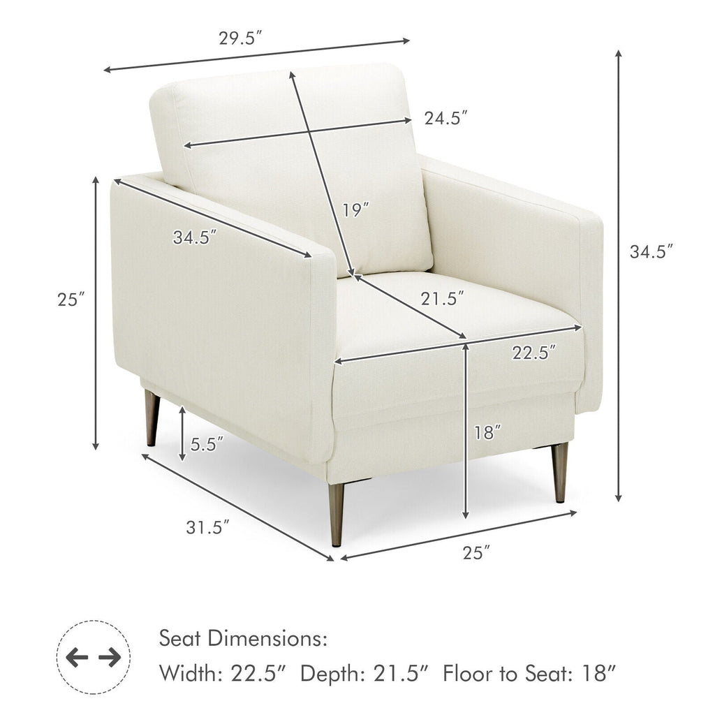 Modern Upholstered Accent Chair with Removable Backrest Cushion