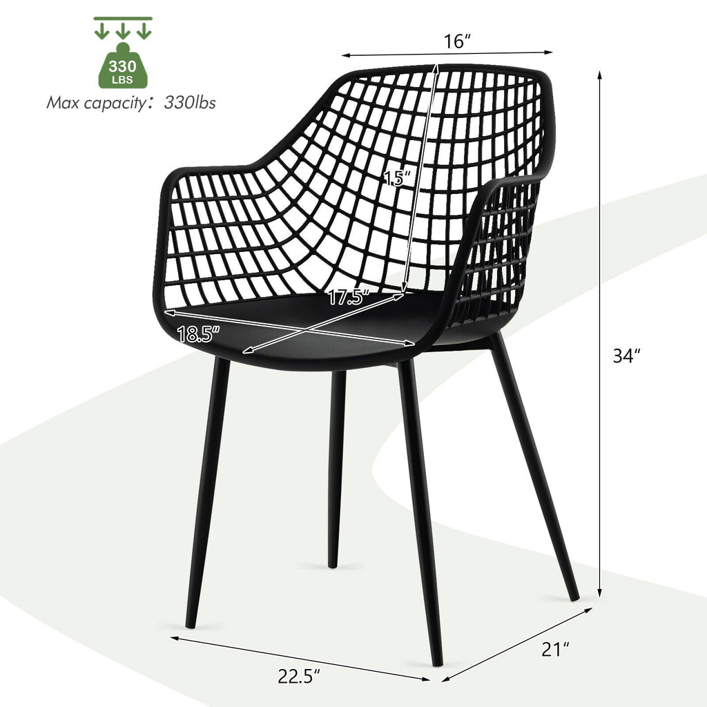 Set of 4 Heavy Duty Modern Dining Chair with Airy Hollow Backrest