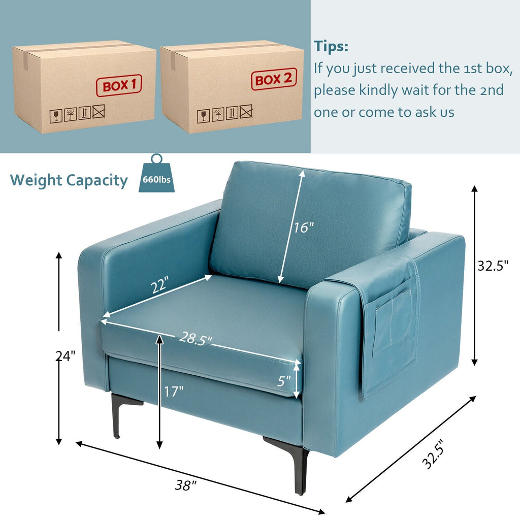 Modern Accent Armchair with Side Storage Pocket