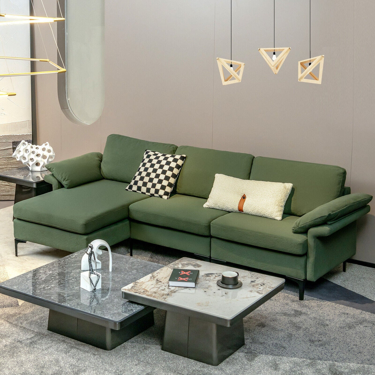 Extra Large Modular L-shaped Sectional Sofa with Reversible Chaise for 4-5 People