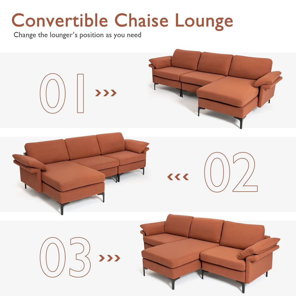 Extra Large Modular L-shaped Sectional Sofa with Reversible Chaise for 4-5 People