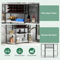 47 Inches Wine Rack Table with Glass Holder and Storage Shelves