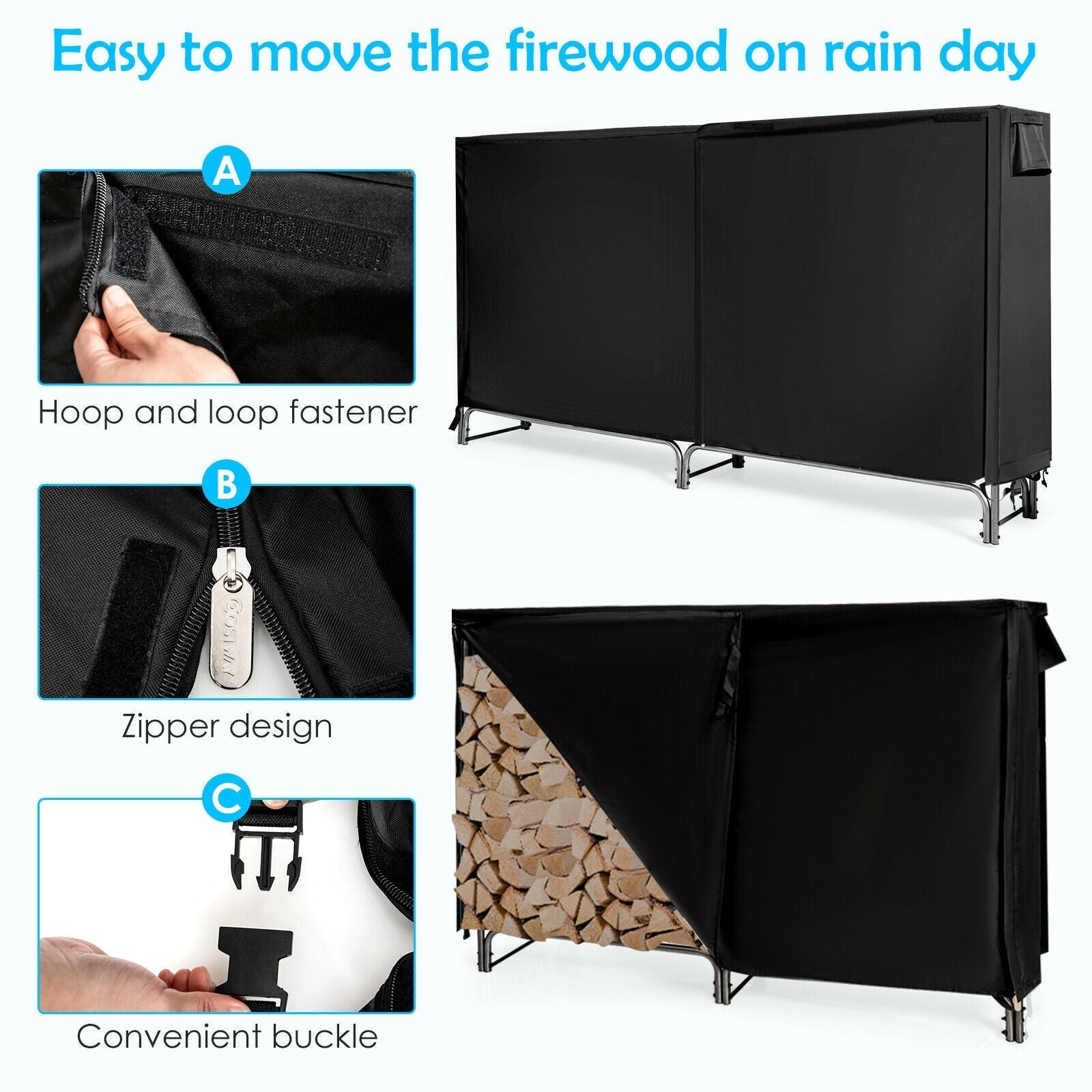 4 Feet/5 Feet/6 Feet/8 Feet Firewood Storage Log Rack
