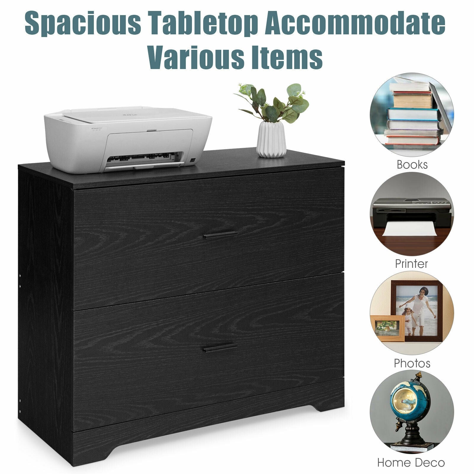 2-Drawer Lateral File Cabinet with Adjustable Bars for Home and Office